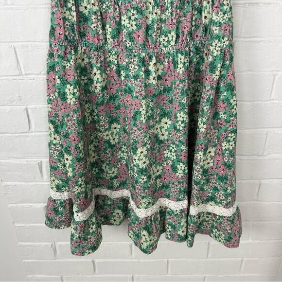 Urban Outfitters Prairie Green Floral Scoop Neck Mini Dress Size M - Picture 8 of 12